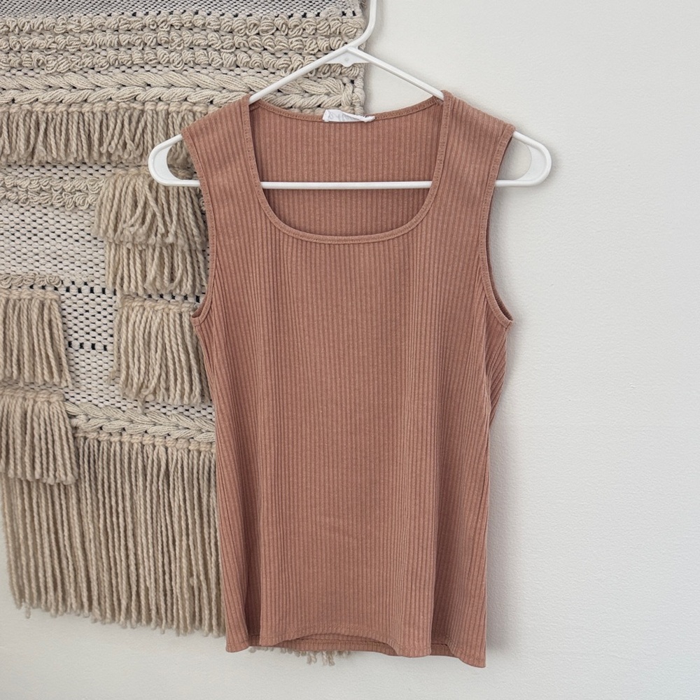 MACARON Tan Ribbed Tank
